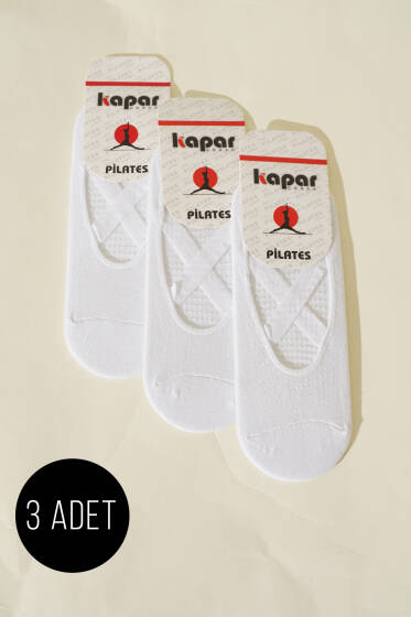 Bayan 3'lü Pilates Çorap Beyaz - Babet / Patik Çorap
