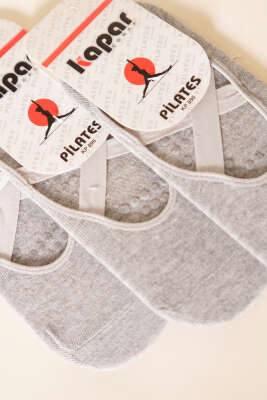 Bayan 3'lü Pilates Çorap Gri - Babet / Patik Çorap