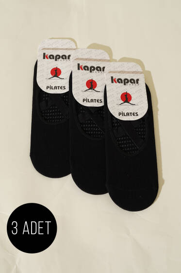 Bayan 3'lü Pilates Çorap Siyah - Babet / Patik Çorap