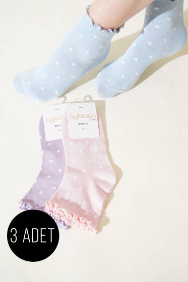 Bayan 3'lü Puantiyeli Kısa Konç Çorap Asorti 1 - Soket Çorap