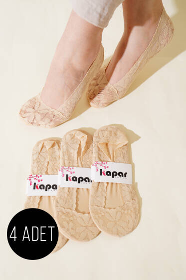 Bayan 4'lü Dantelli Babet Çorap Ten - Babet / Patik Çorap