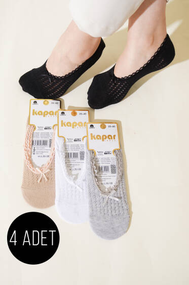 Bayan 4'lü File Fiyonklu Çorap Asorti 2 - Kadın Çorap