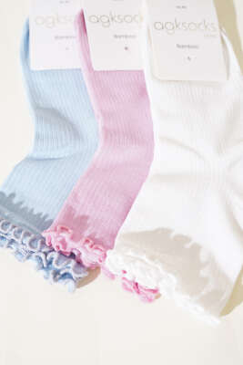 Bayan 4'lü Fırfırlı Kısa Konç Asorti 1 - Yılın Fırsatı