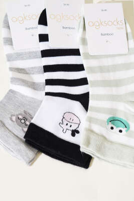  Bayan 4'lü Hayvan Figürlü Kısa Konç Çorap Asorti 1 - Yılın Fırsatı