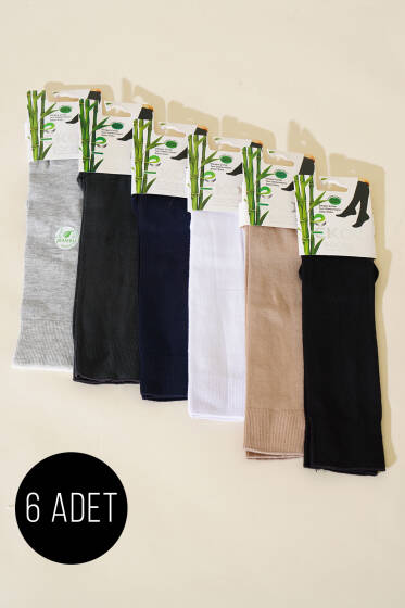 Bayan 6'lı Bambu Dizaltı Çorap Asorti 1 - Diz Altı Çorap