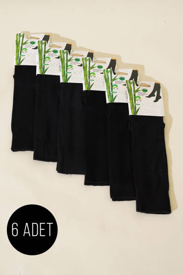 Bayan 6'lı Bambu Dizaltı Çorap Siyah - Diz Altı Çorap