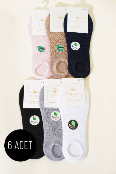 Bayan 6'lı Bambu File Sneakers Çorap Asorti 1 - Babet / Patik Çorap