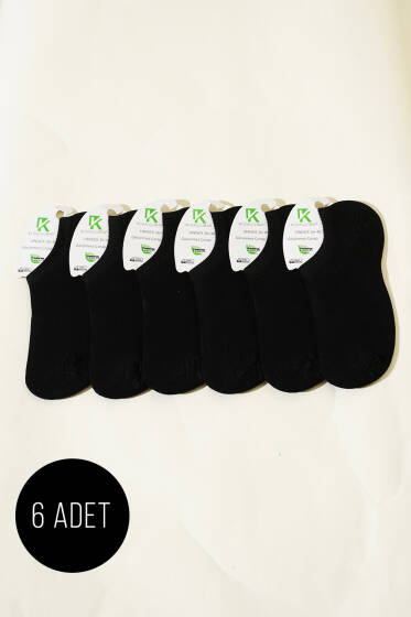 Bayan 6'lı Bambu Sneakers Çorap Siyah - Babet / Patik Çorap