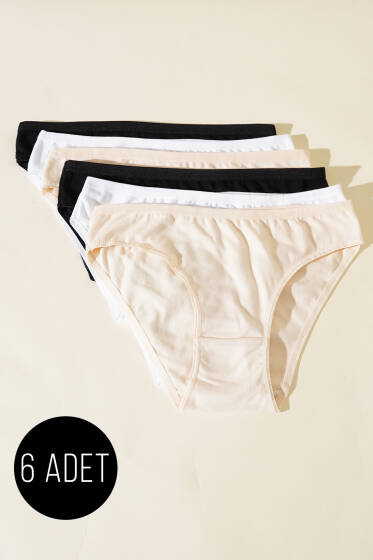 Bayan 6`lı Basıc Külot Asorti 1 - Slip Külot