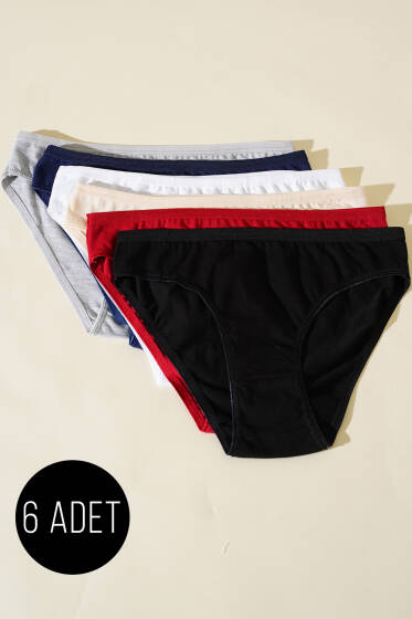 Bayan 6`lı Basıc Külot Asorti 2 - Slip Külot