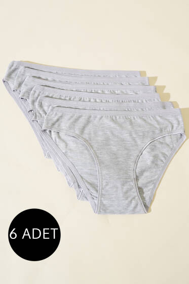 Bayan 6`lı Basıc Külot Gri - Slip Külot