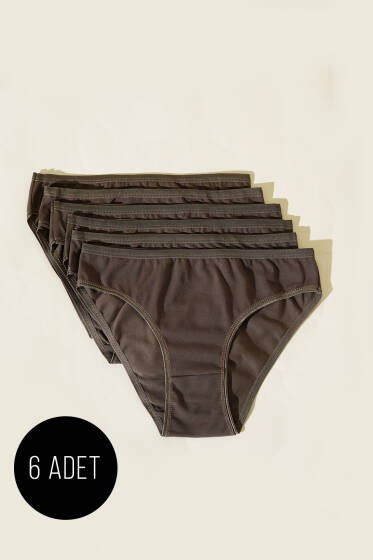 Bayan 6`lı Basıc Külot Koyu Vizon - Slip Külot