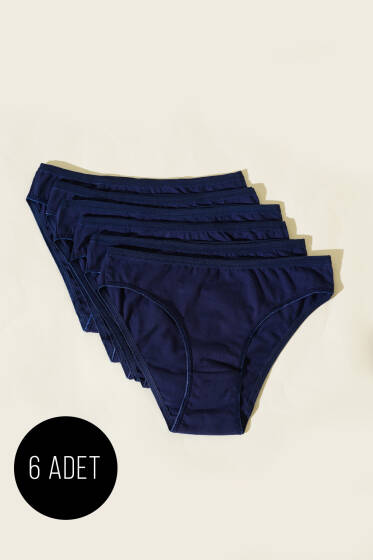 Bayan 6`lı Basıc Külot Lacivert - Slip Külot