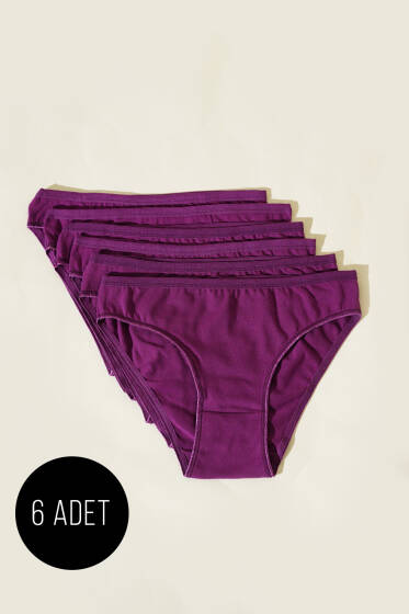Bayan 6`lı Basıc Külot Mürdüm - Slip Külot