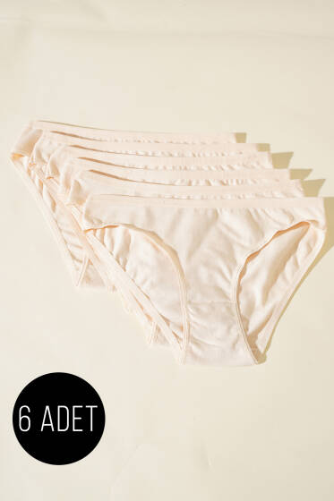 Bayan 6`lı Basıc Külot Ten - Slip Külot