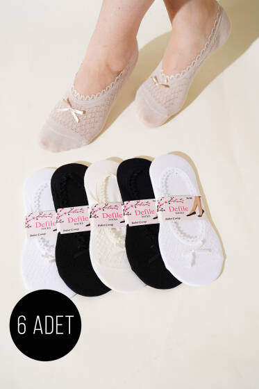 Bayan 6'lı Dantel Babet Çorap Asorti 1 - Babet / Patik Çorap