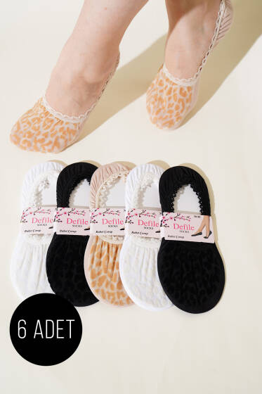 Bayan 6'lı Dantel Babet Çorap Asorti 2 - Babet / Patik Çorap