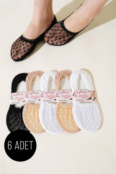 Bayan 6'lı Dantel Babet Çorap Asorti 3 - Babet / Patik Çorap