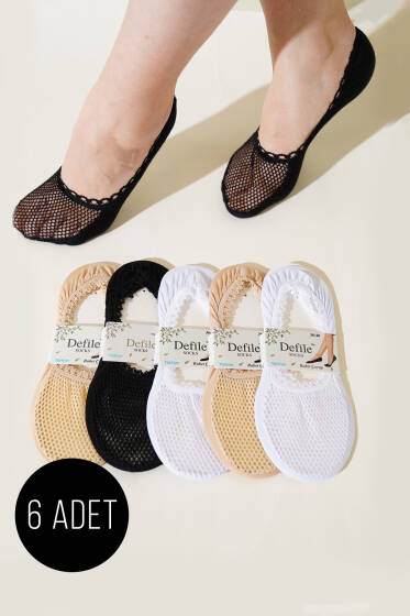 Bayan 6'lı Dantel Babet Çorap Asorti 5 - Babet / Patik Çorap