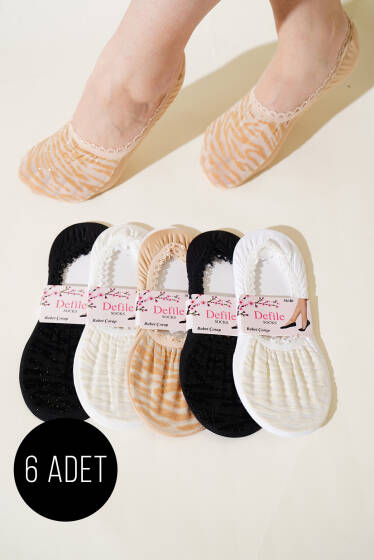 Bayan 6'lı Dantel Babet Çorap Asorti 6 - Babet / Patik Çorap