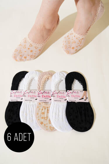 Bayan 6'lı Dantel Babet Çorap Asorti 9 - Babet / Patik Çorap