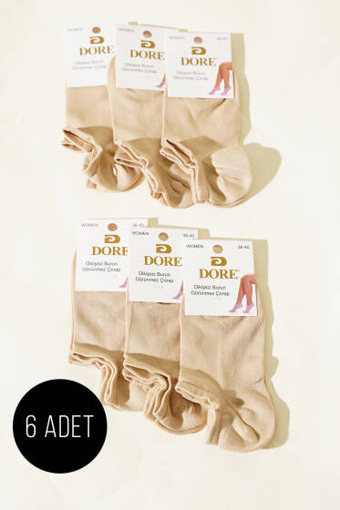 Bayan 6'lı Dikişsiz Burun Patik Çorap Ten - Babet / Patik Çorap