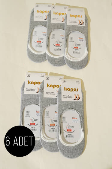 Bayan 6'li Düz Babet Çorap Gri - Babet / Patik Çorap
