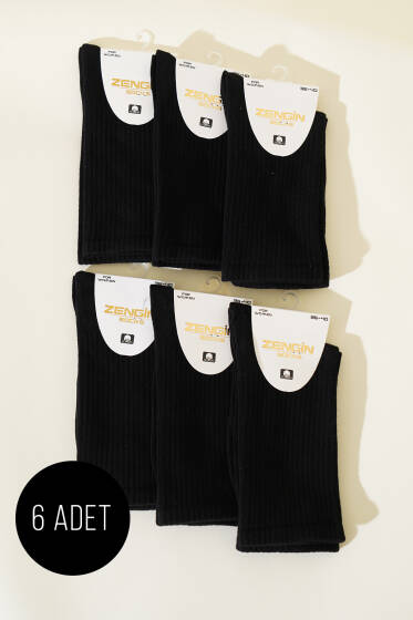 Bayan 6'lı Fitilli Soket Çorap Siyah - Soket Çorap