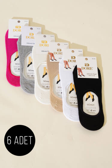 Bayan 6'lı Silikon Topuklu Babet Çorap Asorti 1 - Babet / Patik Çorap
