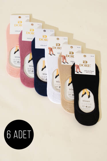 Bayan 6'lı Silikon Topuklu Babet Çorap Asorti 2 - Babet / Patik Çorap