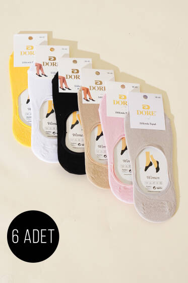Bayan 6'lı Silikon Topuklu Babet Çorap Asorti 3 - Babet / Patik Çorap
