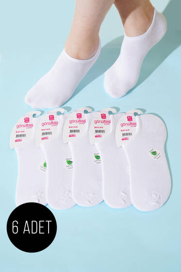 Bayan 6'lı Sneakers Bambu Çorap Beyaz - Babet / Patik Çorap