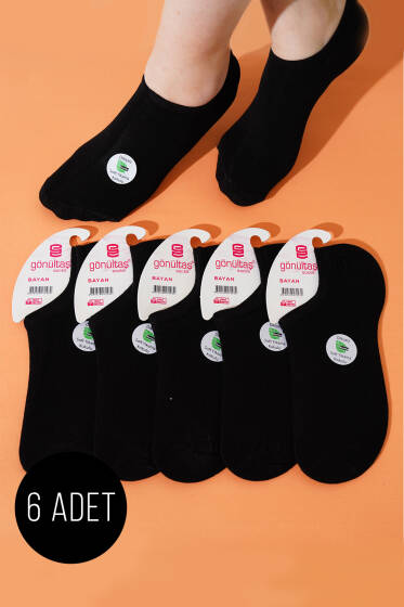 Bayan 6'lı Sneakers Bambu Çorap Siyah - Babet / Patik Çorap