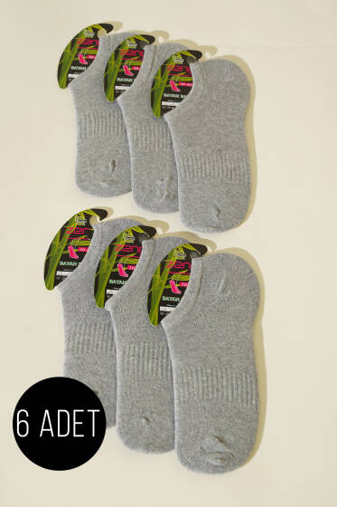 Bayan 6'lı Sneakers Çorap Gri - Babet / Patik Çorap