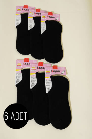 Bayan 6'lı Sneakers Çorap Siyah - Babet / Patik Çorap