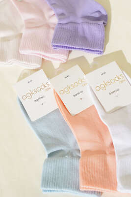 Bayan 6'lı Sport Lastik Kısa Konç Çorap Asorti 3 - Soket Çorap