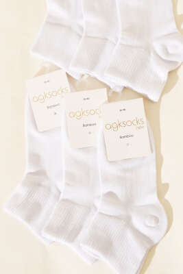 Bayan 6'lı Sport Lastik Kısa Konç Çorap Beyaz - Soket Çorap