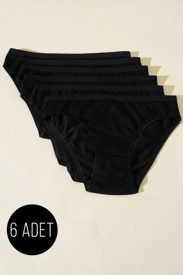 Bayan Basic 6'lı Külot Siyah - Slip Külot