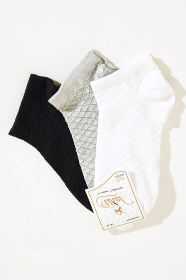 Bayan Patik Üçlü Çorap Serisi Asorti 1 - KADIN ÇORAP