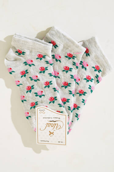 Bayan Patik Üçlü Çorap Serisi Asorti 12 - KADIN ÇORAP