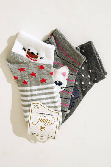 Bayan Patik Üçlü Çorap Serisi Asorti 6 - KADIN ÇORAP