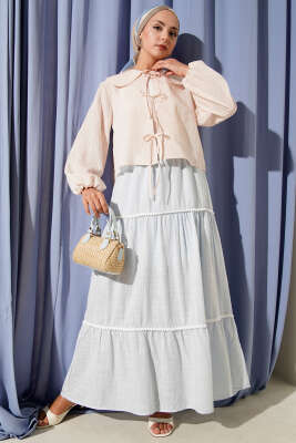 Bebe Yaka Bağlamalı Bluz Bej - 300-500 TL Ürünler
