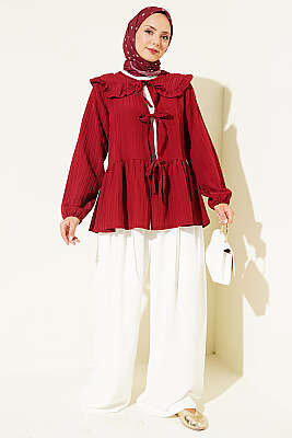 Bebe Yaka Bağlamalı Kimono Bordo - Dış Giyim&Mont