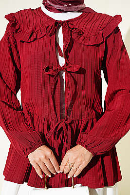Bebe Yaka Bağlamalı Kimono Bordo - Dış Giyim&Mont