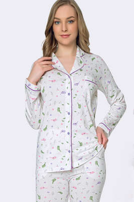 Bebe Yaka Boydan Düğmeli Pijama Takımı Pembe - Thumbnail
