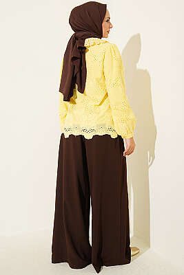 Bebe Yaka Brode Detaylı Gömlek Sarı - Gömlek