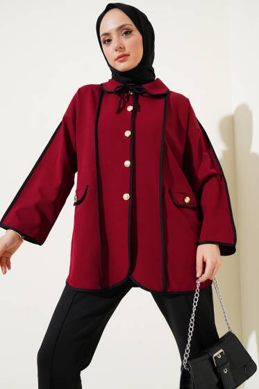 Bebe Yaka Ceket Bordo - Ceket
