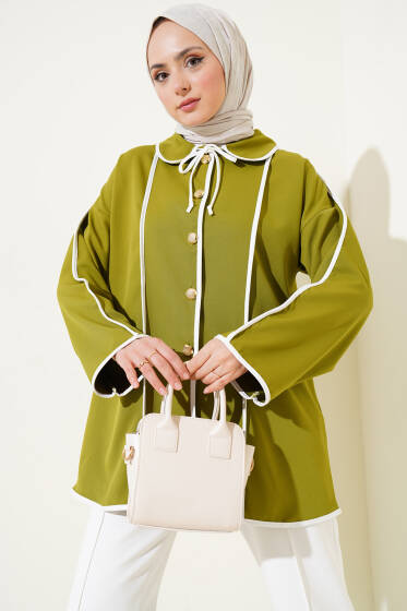 Bebe Yaka Ceket Yağ Yeşili - Ceket