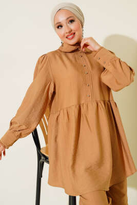 Bebe Yaka Dantel Detaylı İkili Takım Camel - 700-1000 TL Ürünler