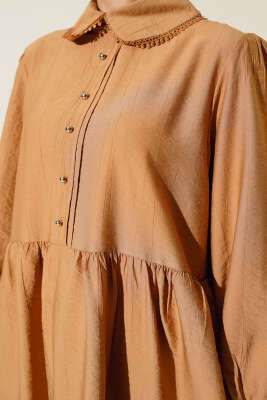 Bebe Yaka Dantel Detaylı İkili Takım Camel - 700-1000 TL Ürünler